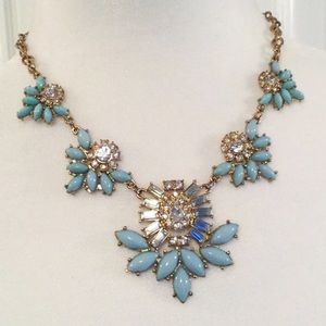 Lt blue and crystal stonework statement necklace